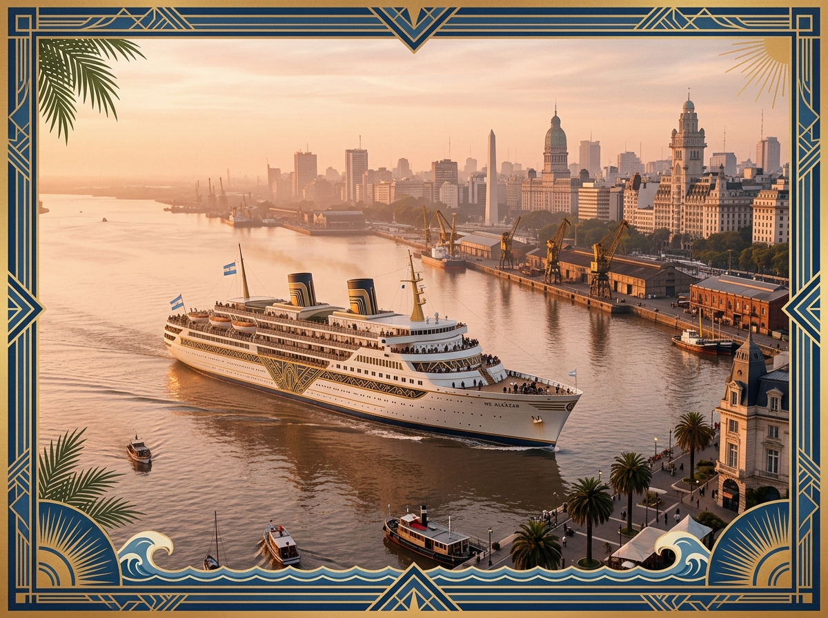 Cruise liner near Buenos Aires harbour